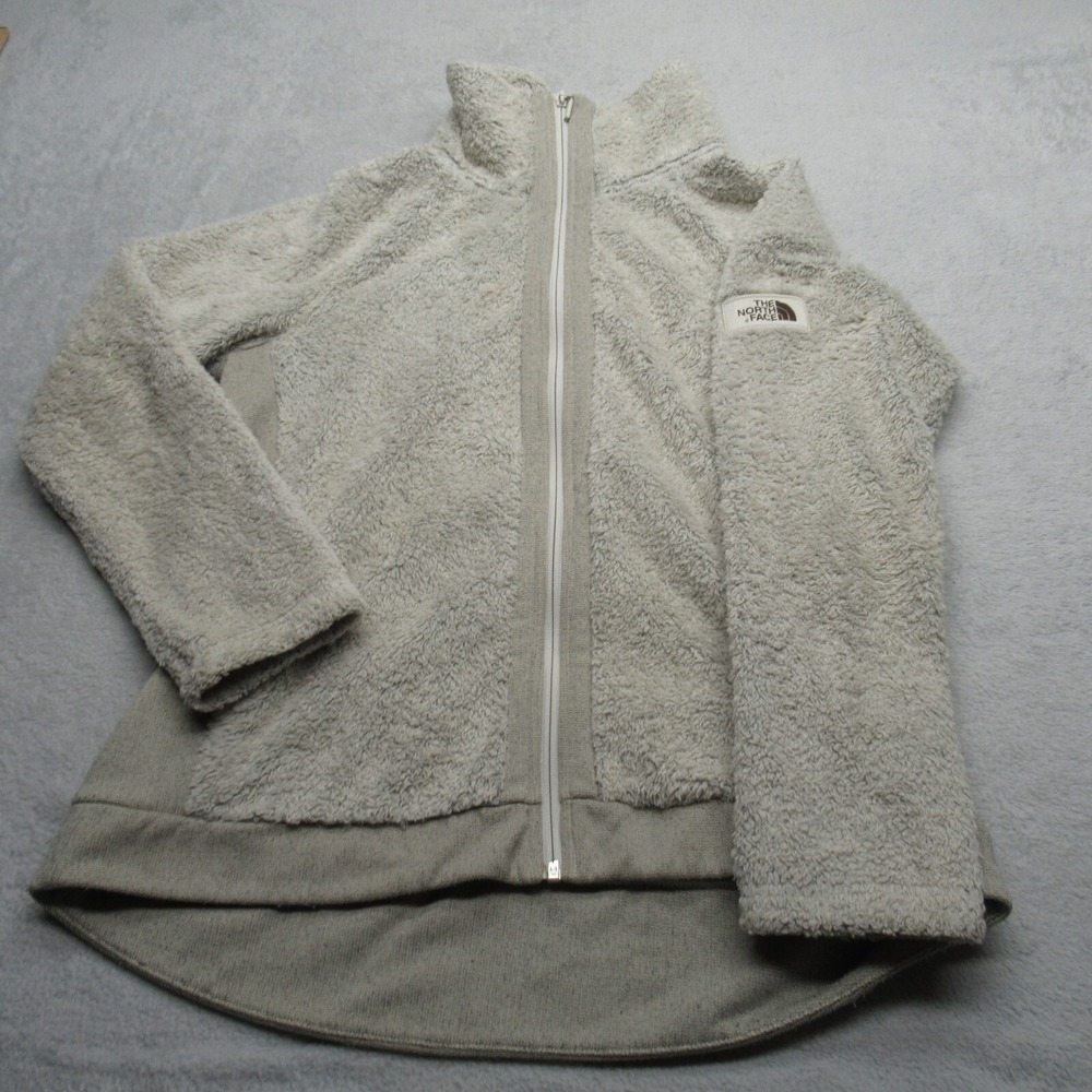 North Face Jacket Women Large Yellow Cream Fuzzy Osito 2 Light Fleece Full Zip